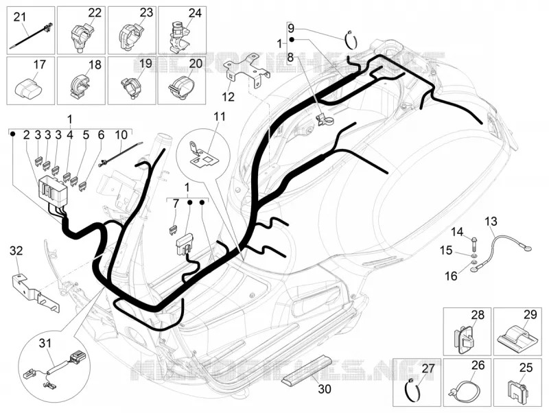 Main cable harness VESPA VESPA-SCOOTER 300 GTV 2017  GTV 300 SEI GIORNI ie E4 ABS