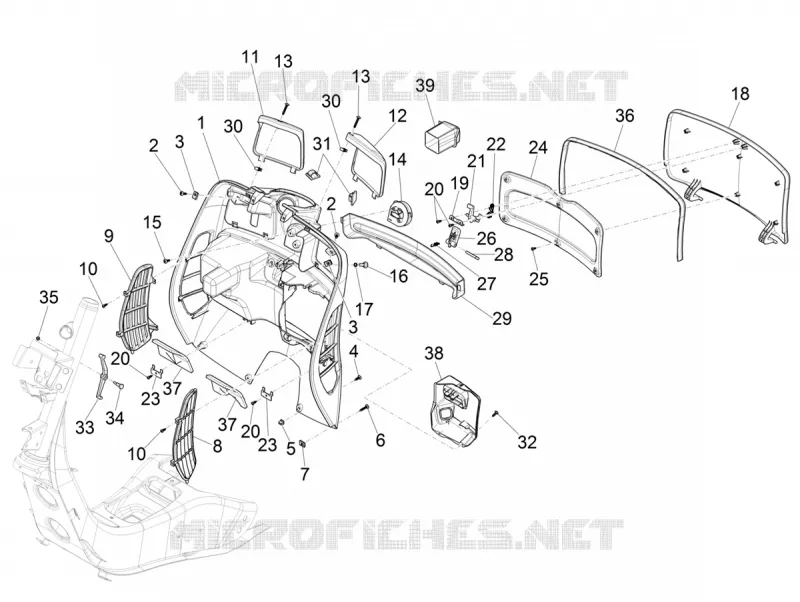Front glove-box - Knee-guard panel VESPA VESPA-SCOOTER 300 GTV 2017  GTV 300 SEI GIORNI ie E4 ABS