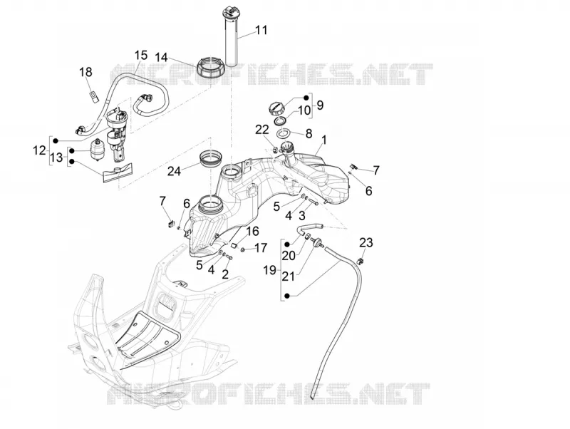 Fuel tank VESPA VESPA-SCOOTER 300 GTV 2018  GTV 300 SEI GIORNI ie E4 ABS