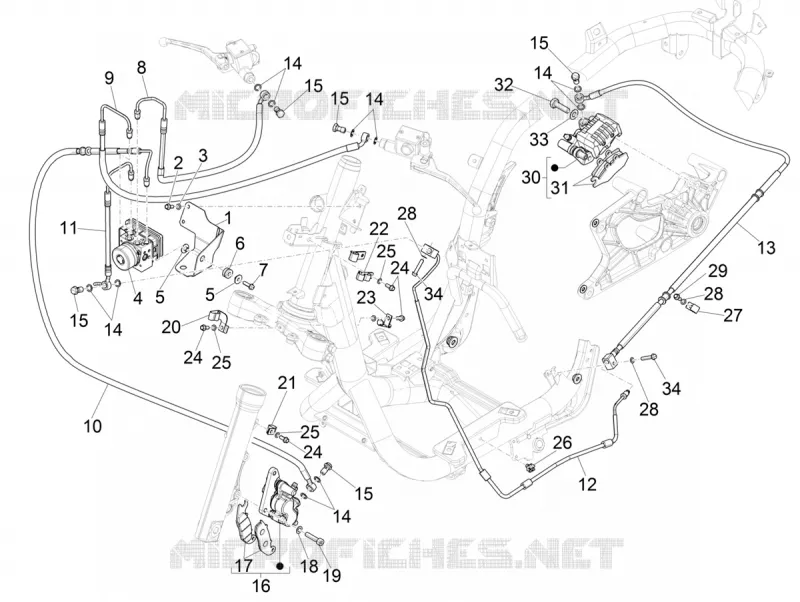 Brakes pipes - Calipers (ABS) PIAGGIO PIAGGIO-SCOOTER 150 MEDLEY 2020  Medley 150 4T ie ABS Euro 4