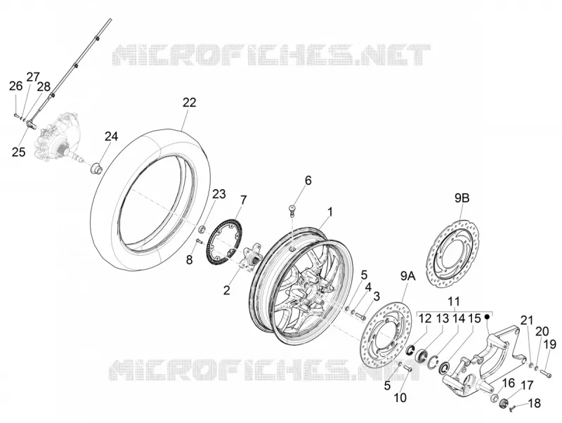 REAR WHEEL PIAGGIO PIAGGIO-SCOOTER 150 MEDLEY 2020  Medley 150 4T ie ABS Euro 4