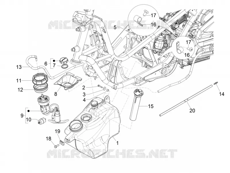Fuel tank PIAGGIO PIAGGIO-SCOOTER 300 MP3 2019  MP3 300 HPE / 300 HPE Sport Euro 4 ABS