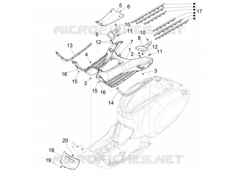 CENTRAL COVER - FOOTRESTS VESPA VESPA-SCOOTER Electric VESPA 2019  Elettrica