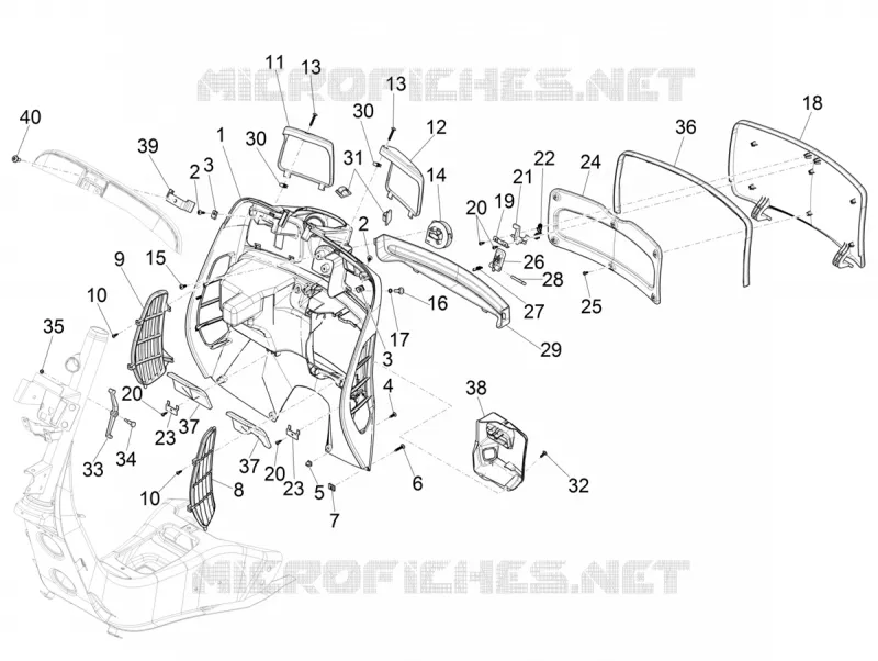 Front glove-box - Knee-guard panel VESPA VESPA-SCOOTER 300 GTS 2019  GTS 300 HPE 4T/4V ie ABS Euro 4