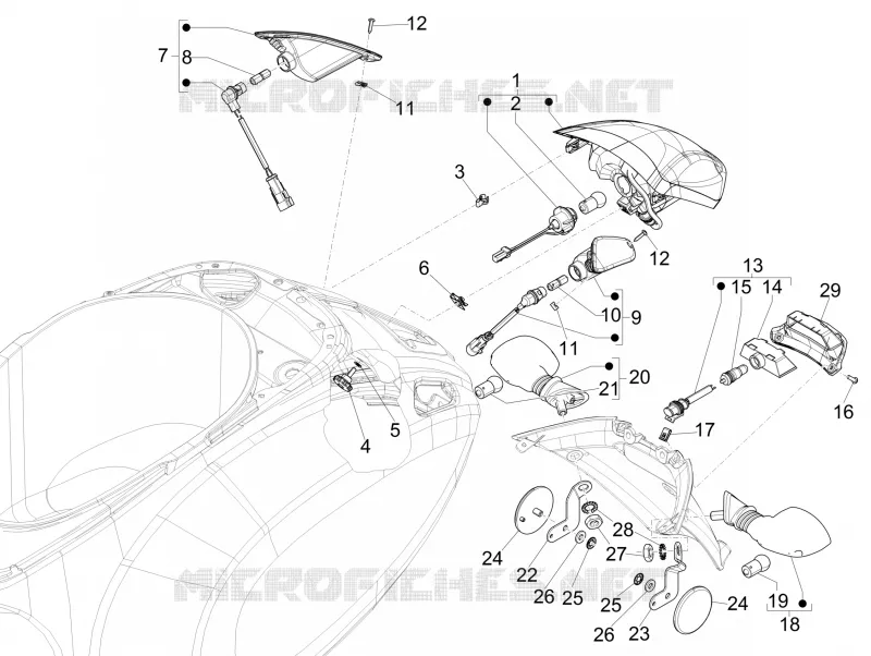 TAIL LIGHTS - INDICATORS VESPA VESPA-SCOOTER 50 PRIMAVERA 2019  Primavera 50 4T 3V Euro 4