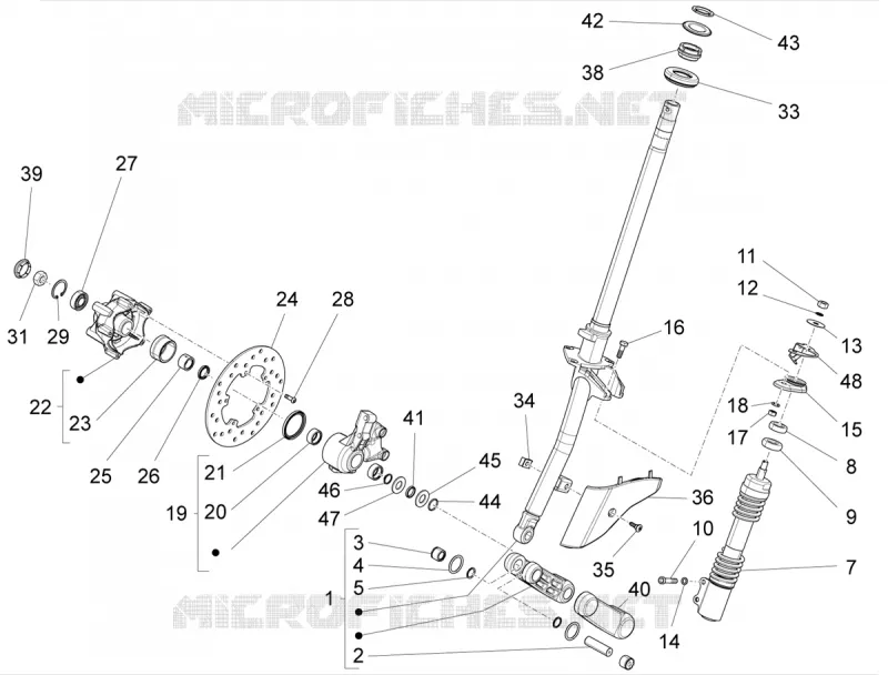 Fork/steering tube - Steering bearing unit VESPA VESPA-SCOOTER 125 SXL 2019  SXL 125 4T 3V