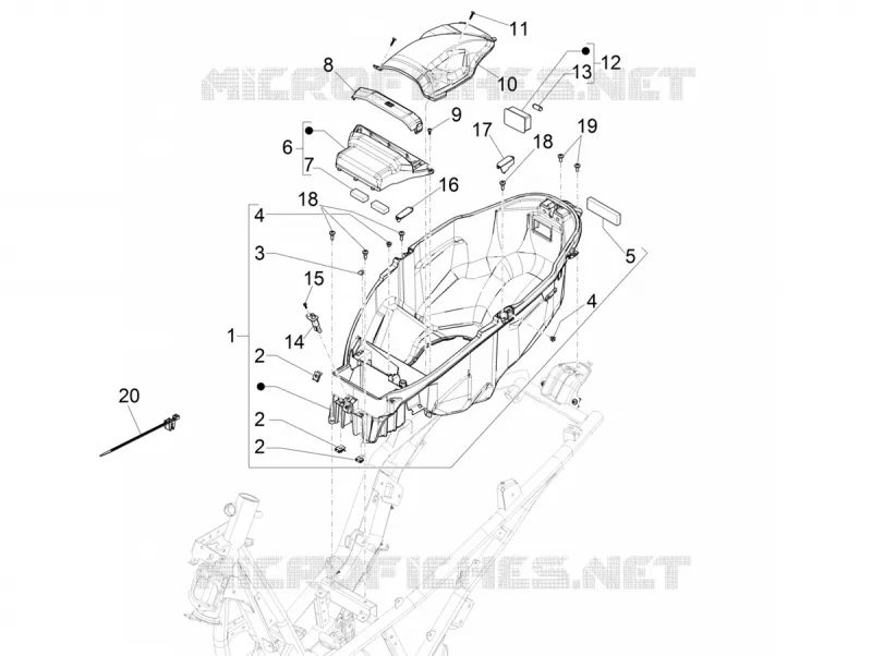 Helmet huosing - Undersaddle PIAGGIO PIAGGIO-SCOOTER 300 BEVERLY 2023  Beverly 300 4T/4V HPE Euro 5 ABS