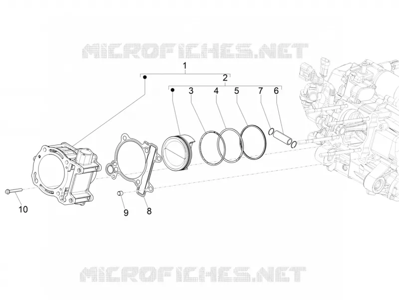 Cylinder-piston-wrist pin unit PIAGGIO PIAGGIO-SCOOTER 400 BEVERLY 2021  Beverly 400 4T/4V HPE Euro 5 ABS