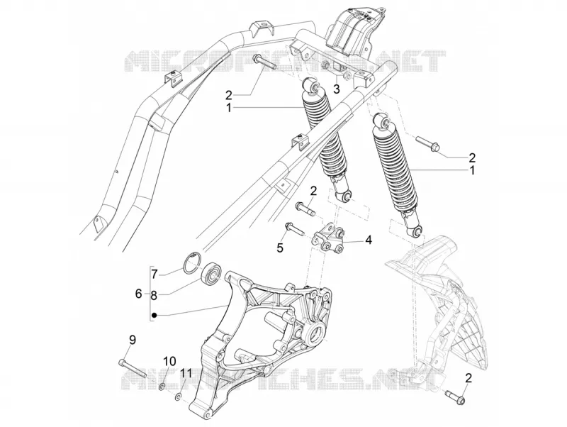 Rear suspension - Shock absorber/s PIAGGIO PIAGGIO-SCOOTER 400 BEVERLY 2021  Beverly 400 4T/4V HPE Euro 5 ABS