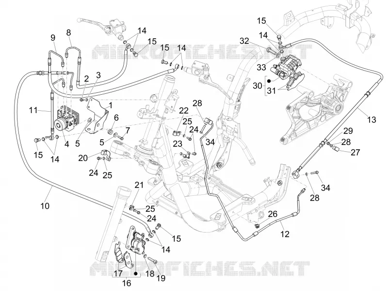 Brakes pipes - Calipers (ABS) PIAGGIO PIAGGIO-SCOOTER 125 MEDLEY 2016  Medley 4T ie ABS