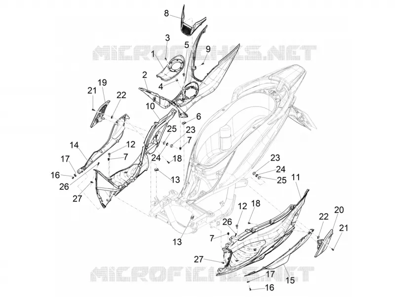 CENTRAL COVER - FOOTRESTS PIAGGIO PIAGGIO-SCOOTER 125 MEDLEY 2022  Medley 125 Euro 5 ABS