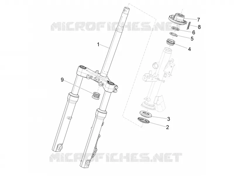 Fork/steering tube - Steering bearing unit PIAGGIO PIAGGIO-SCOOTER 125 MEDLEY 2021  Medley 125 Euro 5 ABS