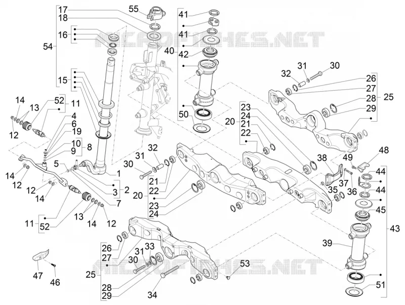 Fork/steering tube - Steering bearing unit PIAGGIO PIAGGIO-SCOOTER 300 MP3 2020  MP3 300 HPE / 300 HPE Sport Euro 5 ABS