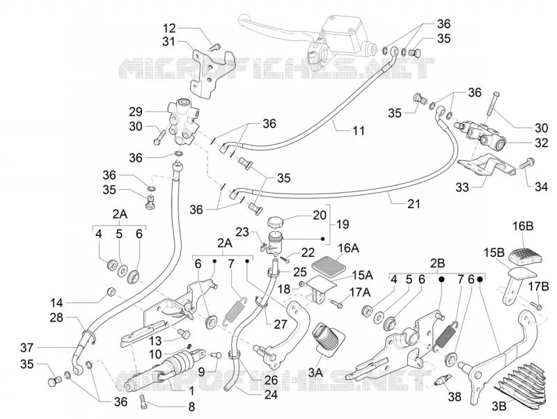 Control pedals - Levers PIAGGIO PIAGGIO-SCOOTER 350 MP3 2018  MP3 350 ABS E4