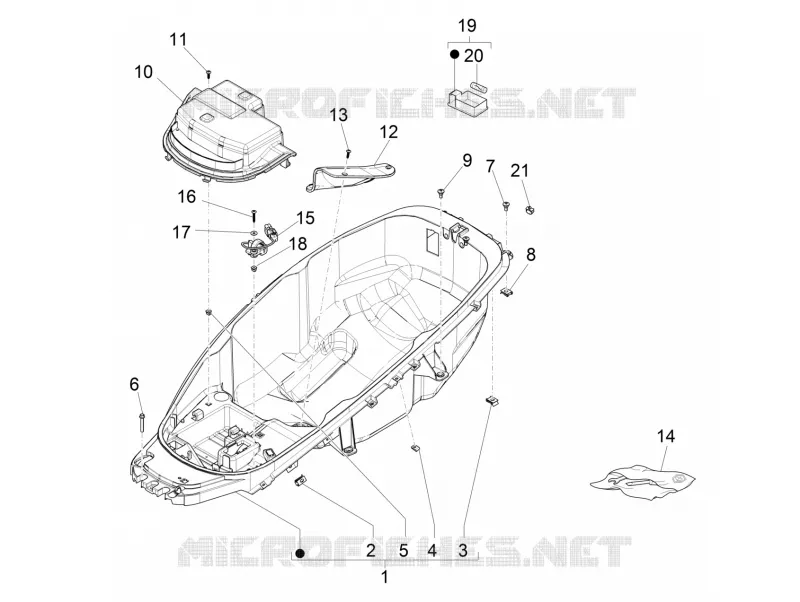 Helmet huosing - Undersaddle PIAGGIO PIAGGIO-SCOOTER 500 MP3 2018  MP3 500 Sport ABS E4