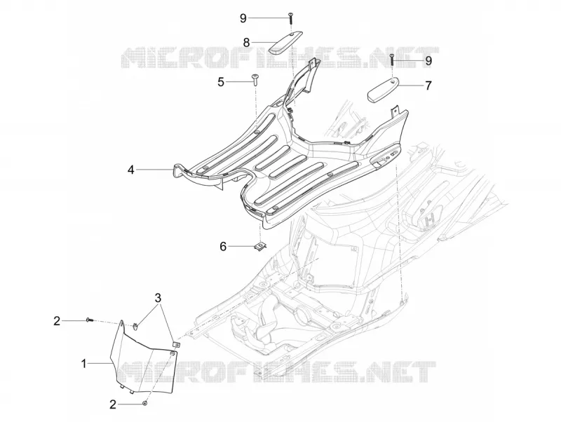 CENTRAL COVER - FOOTRESTS PIAGGIO PIAGGIO-SCOOTER 125 MYMOOVER 2021  Mymoover 125 Poste Italiane Euro 5