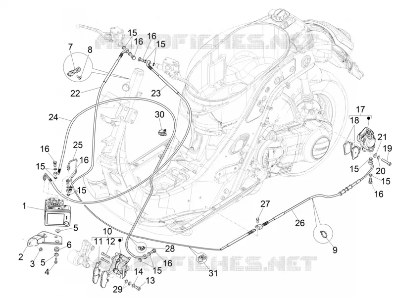 Brakes pipes - Calipers (ABS) VESPA VESPA-SCOOTER 125 GTS 2022  GTS 125 Super 4T Euro 5 ABS