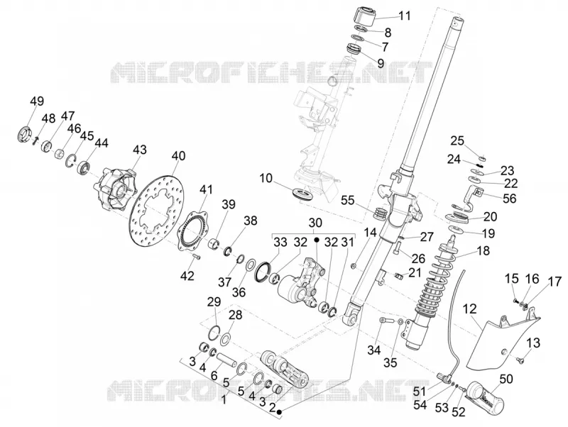 Fork/steering tube - Steering bearing unit VESPA VESPA-SCOOTER 125 GTS 2020  GTS 125 Super 4T Euro 5 ABS