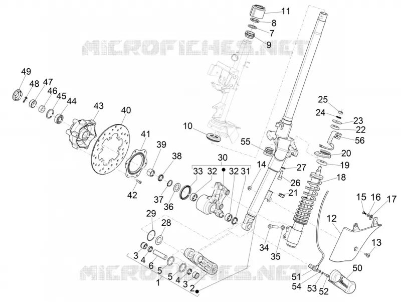 Fork/steering tube - Steering bearing unit VESPA VESPA-SCOOTER 125 GTS 2021  GTS 125 Super 4T Euro 5 ABS