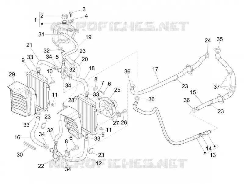 Cooling system VESPA VESPA-SCOOTER 300 GTS 2020  GTS 300 HPE 4T 4V ie Euro 5 ABS
