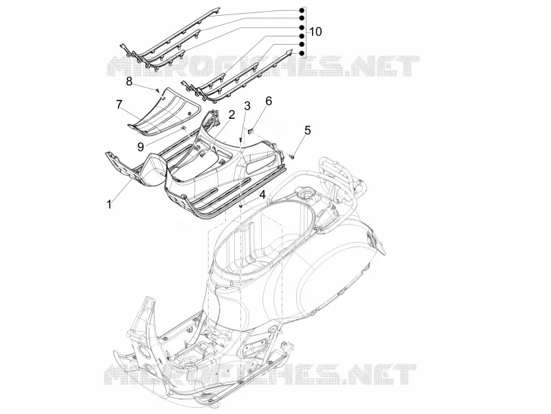 CENTRAL COVER - FOOTRESTS VESPA VESPA-SCOOTER 300 GTS 2022  GTS 300 Super HPE 4T 4V ie Euro 5 ABS