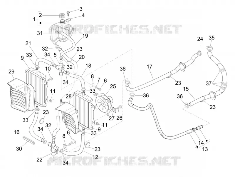 Cooling system VESPA VESPA-SCOOTER 300 GTV 2020  GTV 300 HPE SEI GIORNI ie Euro 4 ABS