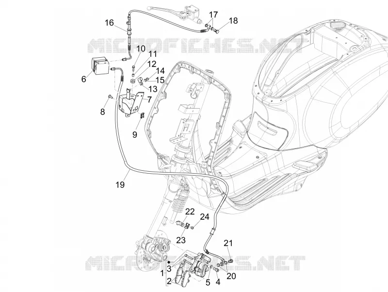 Brakes pipes - Calipers (ABS) VESPA VESPA-SCOOTER 125 PRIMAVERA 2020  Primavera 125 4T 3V ie Euro 5 ABS