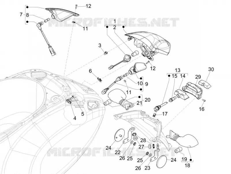 TAIL LIGHTS - INDICATORS VESPA VESPA-SCOOTER 50 PRIMAVERA 2020  Primavera 50 Euro 4