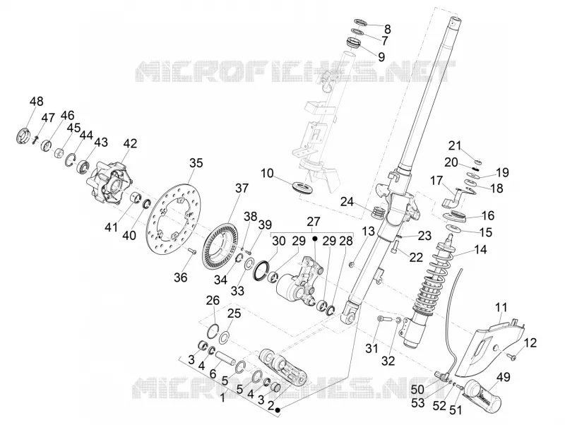 Fork/steering tube - Steering bearing unit VESPA VESPA-SCOOTER 125 SPRINT 2022  Sprint 125 4T 3V Euro 5