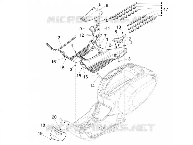 CENTRAL COVER - FOOTRESTS VESPA VESPA-SCOOTER 125 SPRINT 2021  Sprint 125 4T 3V ie Euro 5 ABS