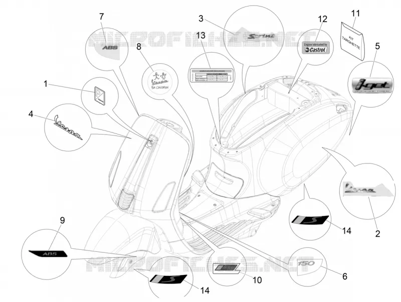 STICKERS - LABELS VESPA VESPA-SCOOTER 150 SPRINT 2021  Sprint 150 4T 3V iGet Euro 5 ABS