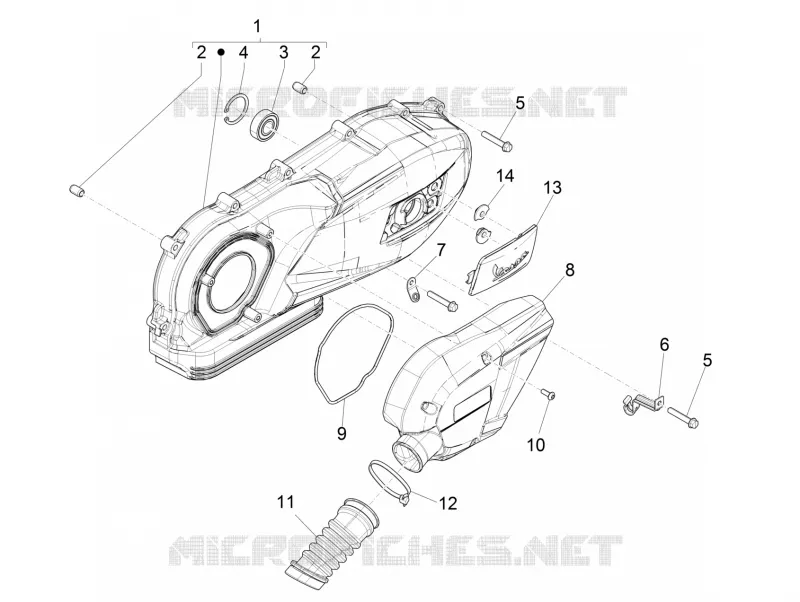 Crankcase cover - Crankcase cooling VESPA VESPA-SCOOTER 150 SPRINT 2020  Sprint 150 Sport Euro 5 ABS