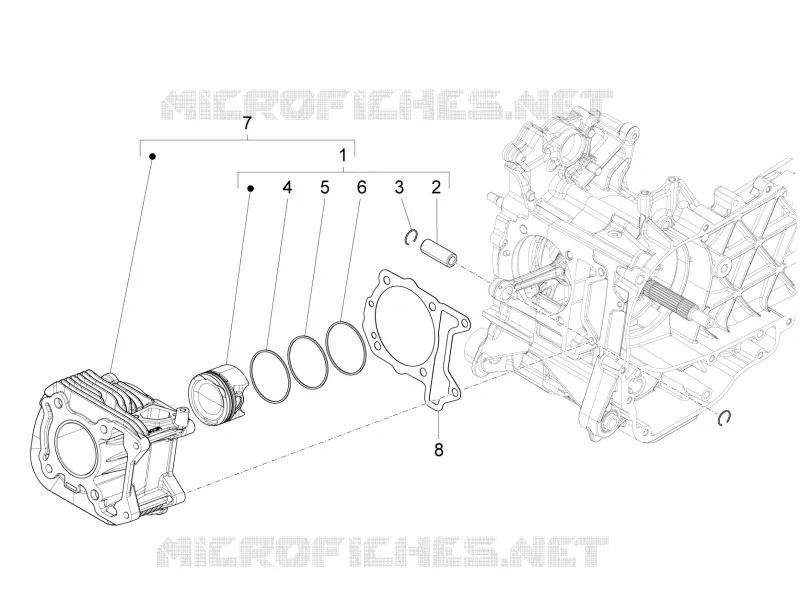 Cylinder-piston-wrist pin unit VESPA VESPA-SCOOTER 150 SPRINT 2020  Sprint 150 Sport Euro 5 ABS