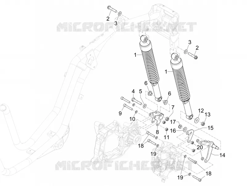 Rear suspension - Shock absorber/s PIAGGIO PIAGGIO-SCOOTER 310 MP3 2024  MP3 310 hpe - 310 hpe Sport E5+
