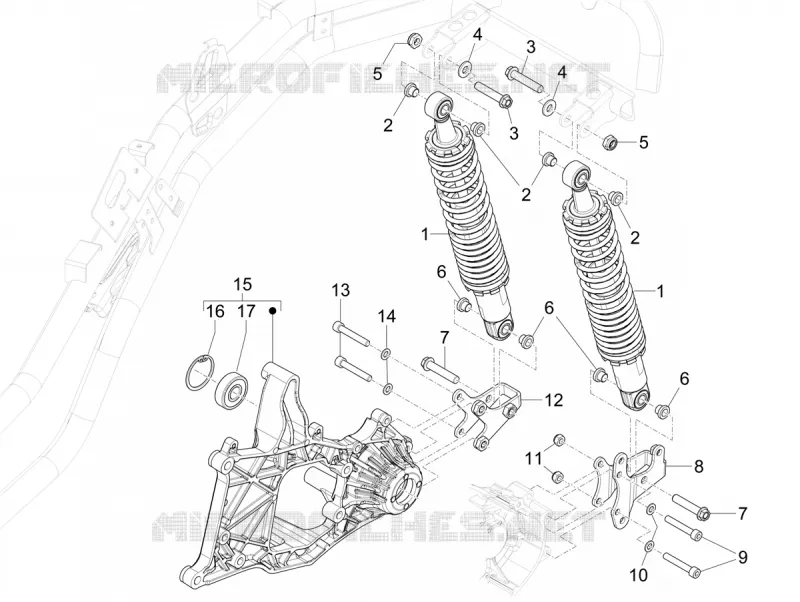 Rear suspension - Shock absorber/s PIAGGIO PIAGGIO-SCOOTER 530 MP3 2024  MP3 MAXI 530 HPE E5+ Exclusive