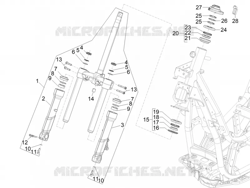 Fork/steering tube - Steering bearing unit PIAGGIO PIAGGIO-SCOOTER 310 BEVERLY 2025  Beverly 310 E5+ Classic - Sport