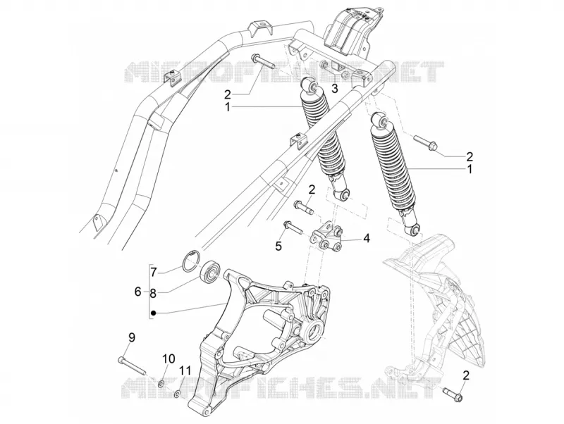 Rear suspension - Shock absorber/s PIAGGIO PIAGGIO-SCOOTER 400 BEVERLY 2023  Beverly 400 E5 Deep Black