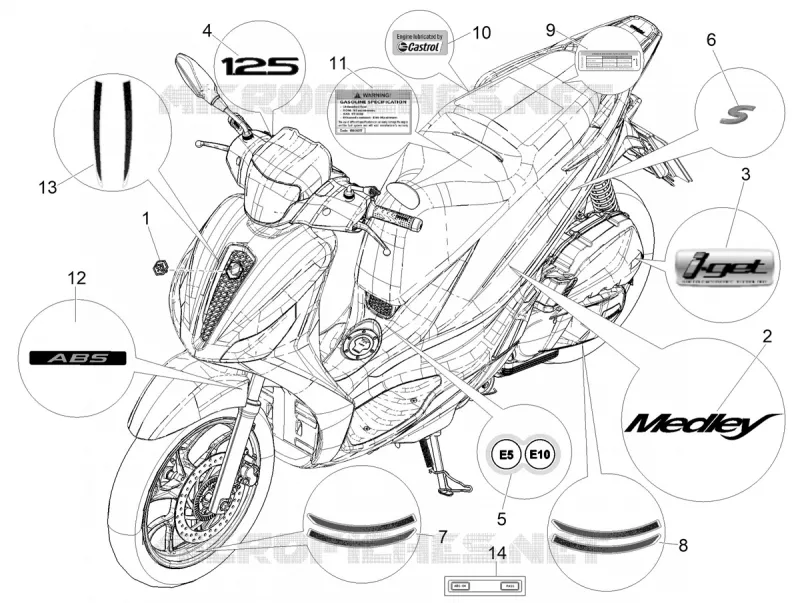 STICKERS - LABELS PIAGGIO PIAGGIO-SCOOTER 125 MEDLEY 2024  Medley 125 ABS E5+