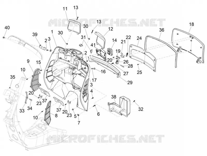 Front glove-box - Knee-guard panel VESPA VESPA-SCOOTER 125 GTS 2022  Vespa GTS 125 ABS E5 Super - Super Sport - Super Tech