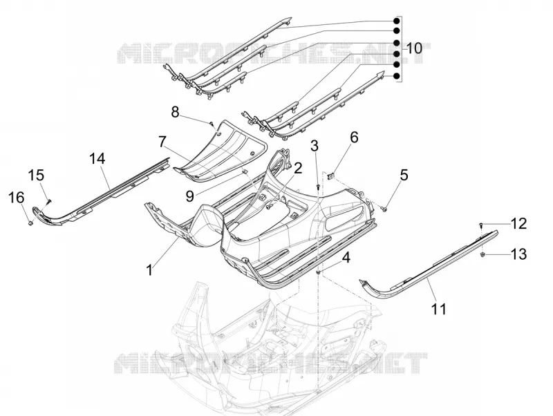 CENTRAL COVER - FOOTRESTS VESPA VESPA-SCOOTER 300 GTS 2022  Vespa GTS 300 ABS E5 Super - Super Sport - Super Tech