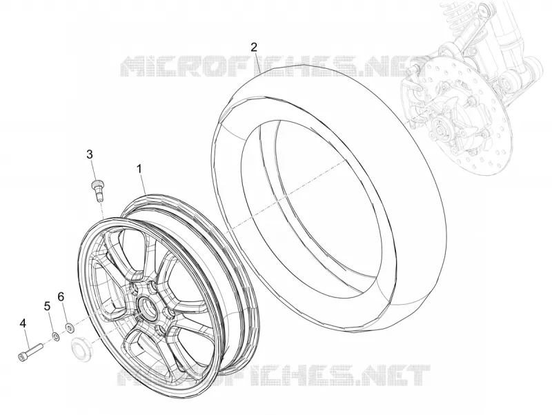 Front wheel VESPA VESPA-SCOOTER 300 GTS 2024  Vespa GTS 300 ABS E5 Super - Super Sport - Super Tech