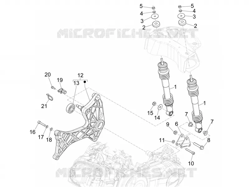 Rear suspension - Shock absorber/s VESPA VESPA-SCOOTER 300 GTS 2024  Vespa GTS 300 ABS E5 Super - Super Sport - Super Tech