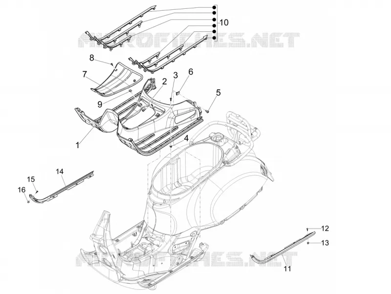 CENTRAL COVER - FOOTRESTS VESPA VESPA-SCOOTER 300 GTS 2021  GTS 300 Super HPE 4T 4V ie Euro 5 ABS