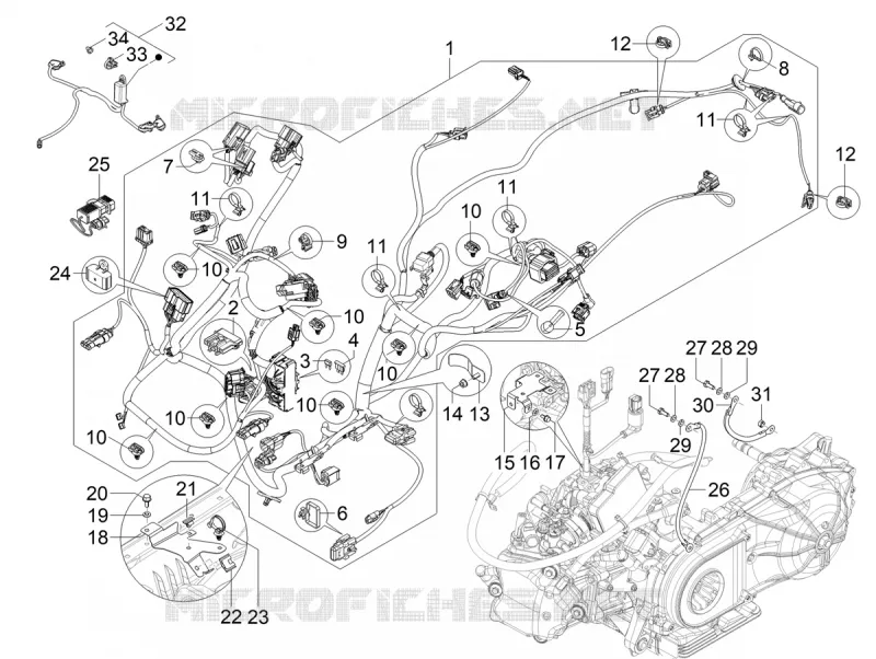 MAIN WIRING HARNESS VESPA VESPA-SCOOTER 310 GTS 2025  Vespa GTS 310 E5+ Super Tech
