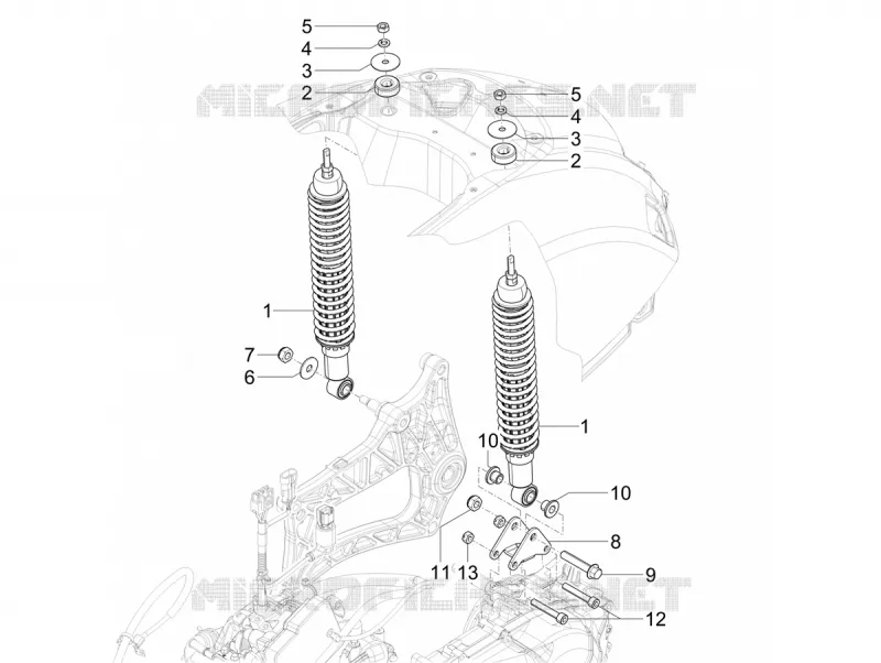 Rear suspension - Shock absorber/s VESPA VESPA-SCOOTER 310 GTS 2025  Vespa GTS 310 E5+ Super Tech