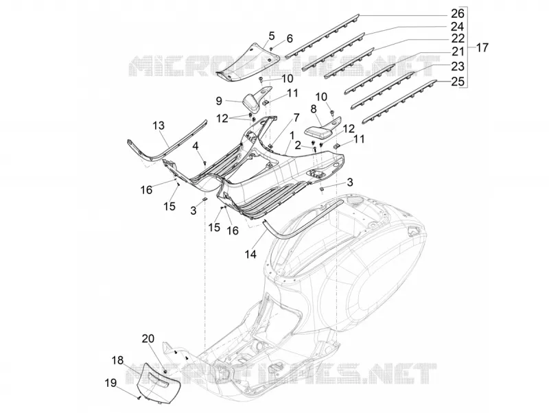 CENTRAL COVER - FOOTRESTS VESPA VESPA-SCOOTER 50 PRIMAVERA 2023  Primavera 50 4T 3V Euro 5