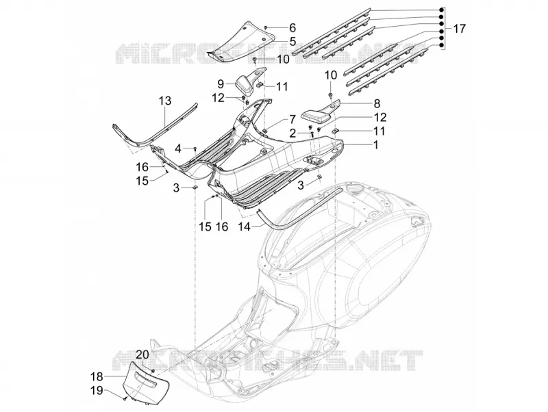 CENTRAL COVER - FOOTRESTS VESPA VESPA-SCOOTER 50 PRIMAVERA 2023  Vespa Primavera 50 4T 3V ie ABS E5 Mickey Mouse