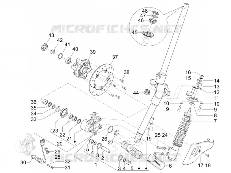Fork/steering tube - Steering bearing unit VESPA VESPA-SCOOTER 50 PRIMAVERA 2024  Vespa Primavera 50 Batik E5