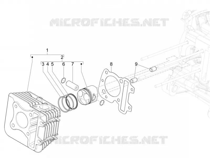 Cylinder-piston-wrist pin unit VESPA VESPA-SCOOTER 50 PRIMAVERA 2024  Vespa Primavera 50 E5 RED