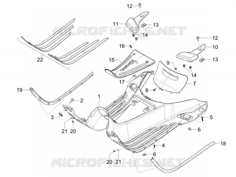 CENTRAL COVER - FOOTRESTS VESPA VESPA-SCOOTER 50 PRIMAVERA 2024  Vespa Primavera 50 TECH E5